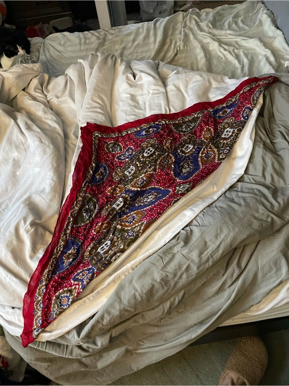 Morgan Taylor Red and blue Paisley Medallion Decorative Accent Scarf